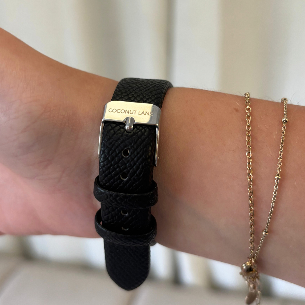 Vegan Textured PU Leather Apple Watch Strap - Black