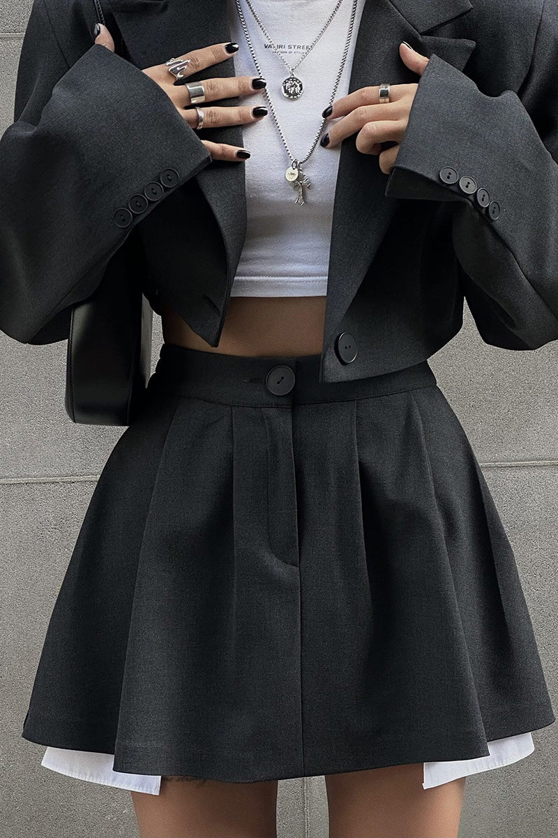 Contrast Silhouette Cropped Skirt Set