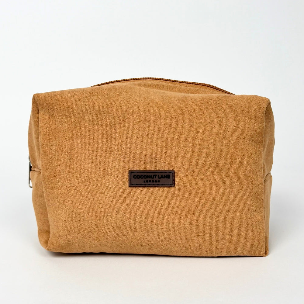 Suedette Makeup Bag - Tan