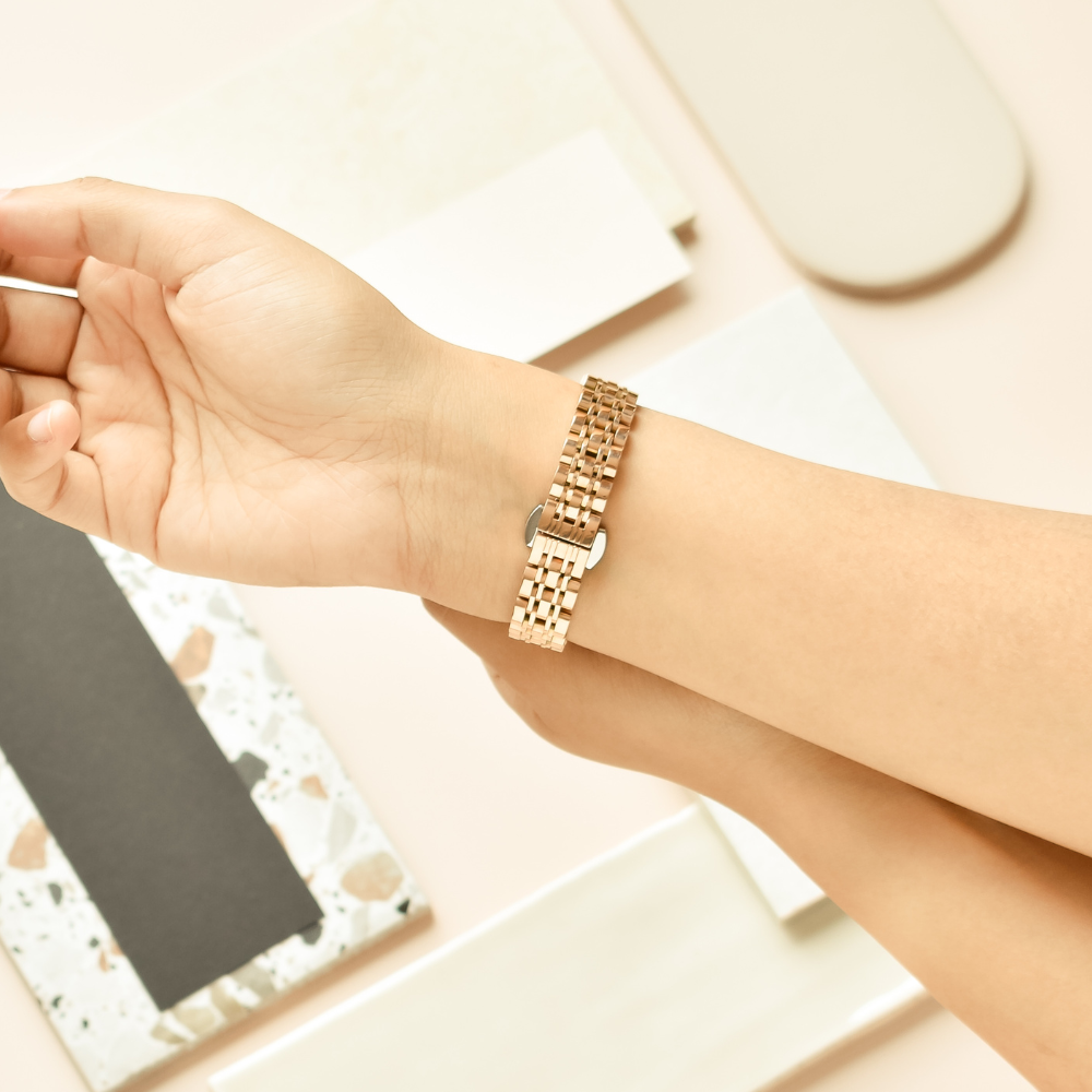 İnce Paslanmaz Çelik Apple Watch Kayışı - Gül Altın