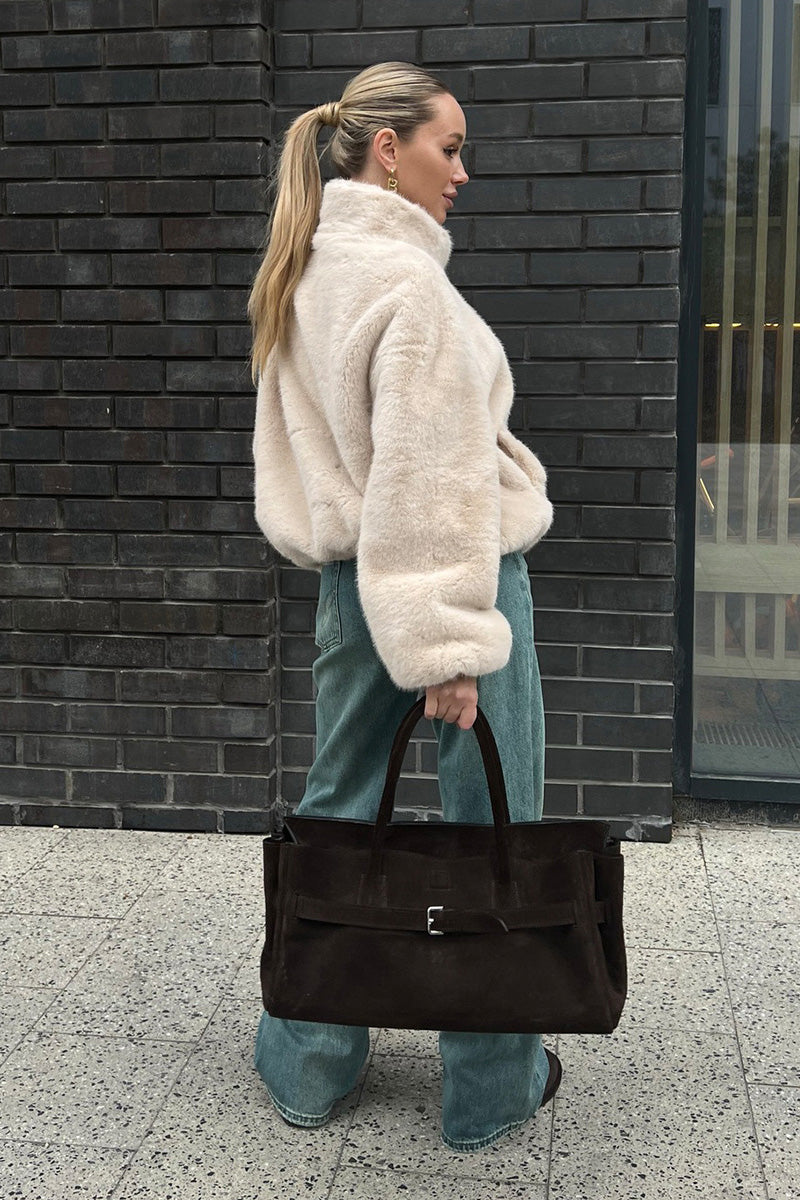 Cozy Cream Short Faux-Fur Jacket