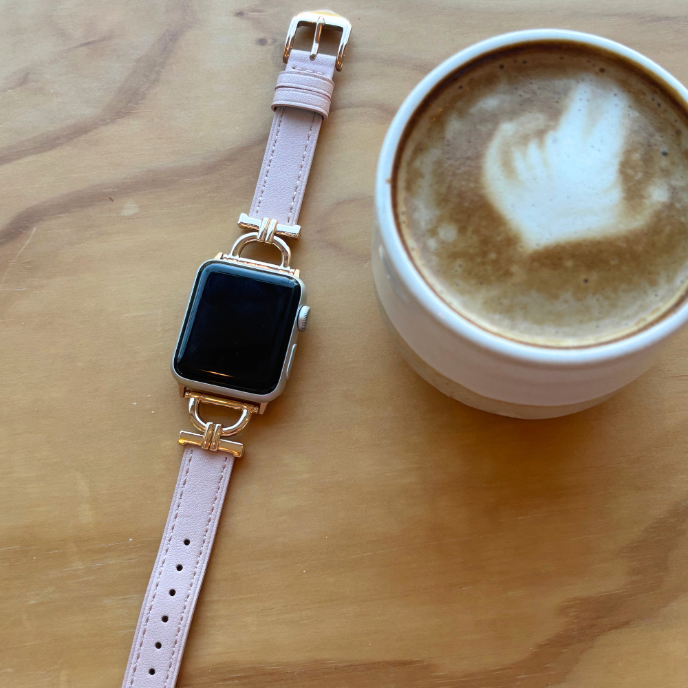 Vegan PU Leather Apple Watch Strap - Pink Chai
