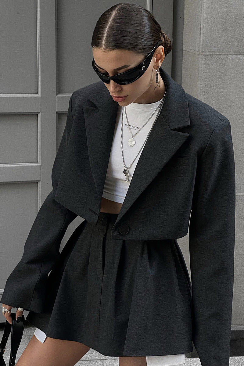 Contrast Silhouette Cropped Skirt Set