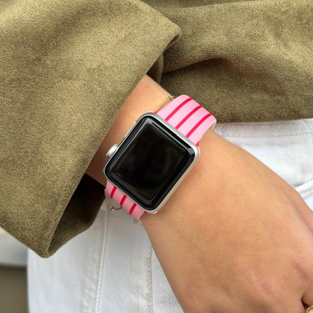 Kiraz Çizgili Apple Watch Kayışı