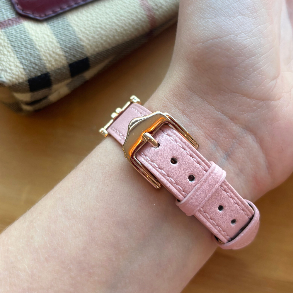 Vegan PU Leather Apple Watch Strap - Powder Pink