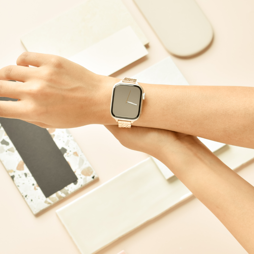 İnce Paslanmaz Çelik Apple Watch Kayışı - Gül Altın