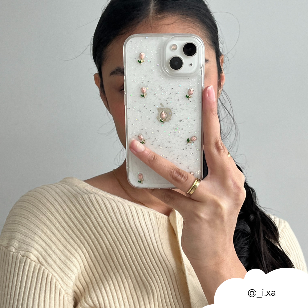 Sevimli Lale Desenli Şeffaf Telefon Kılıfı