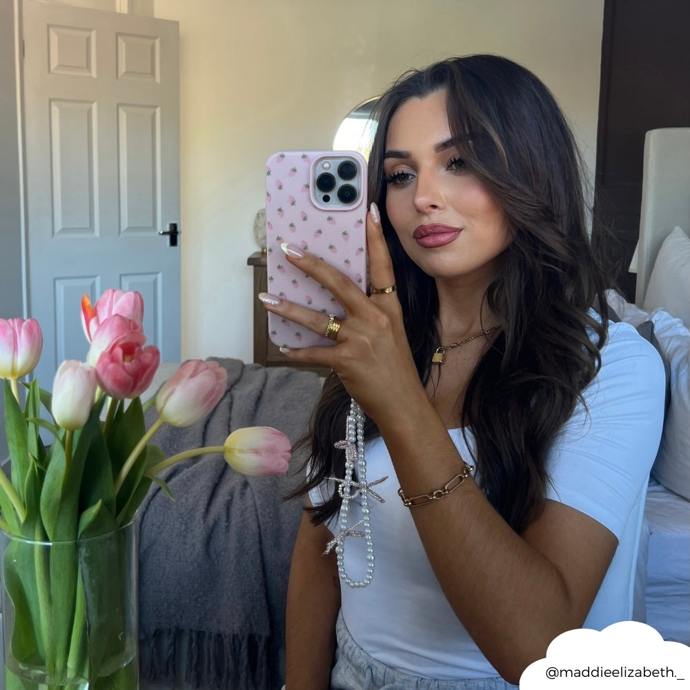 Ditsy Strawberries Phone Case - Powder Pink