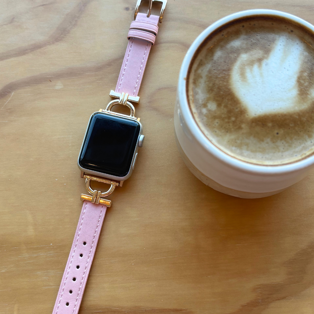 Vegan PU Leather Apple Watch Strap - Powder Pink