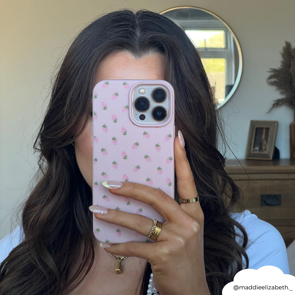 Ditsy Strawberries Phone Case - Powder Pink
