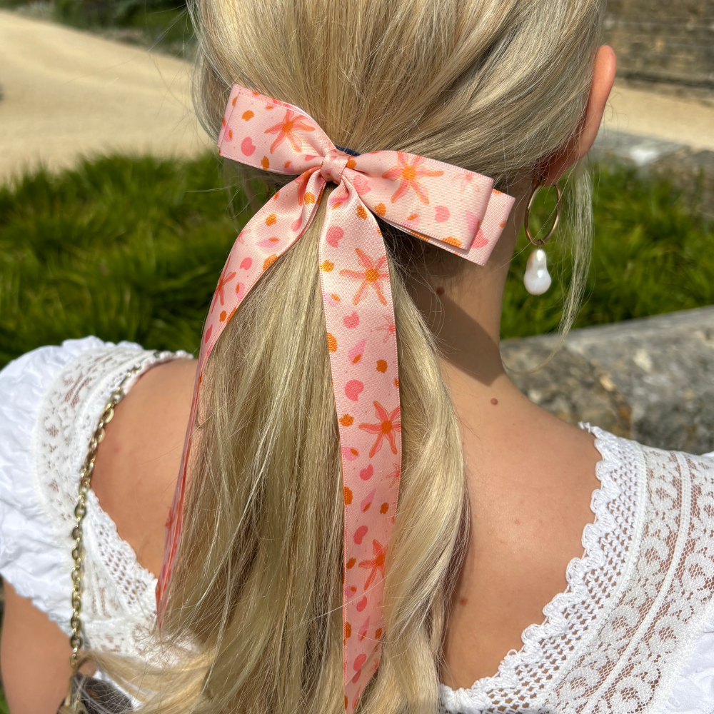 Ribbon Bow Clip - Peachy Beach