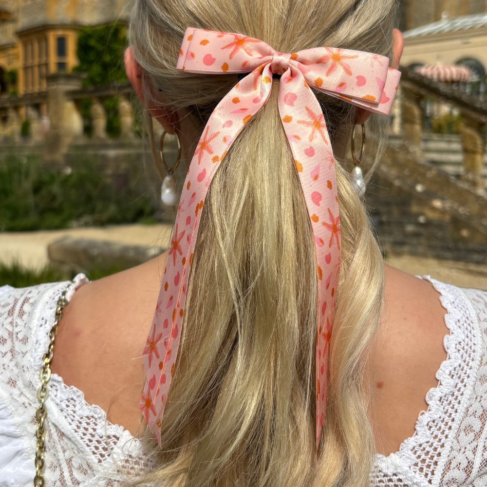 Ribbon Bow Clip - Peachy Beach
