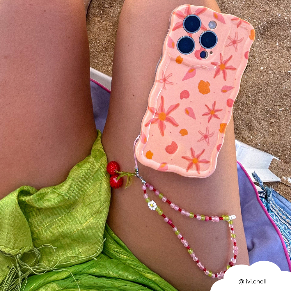 Beaded Phone Strap - Cherry Bomb