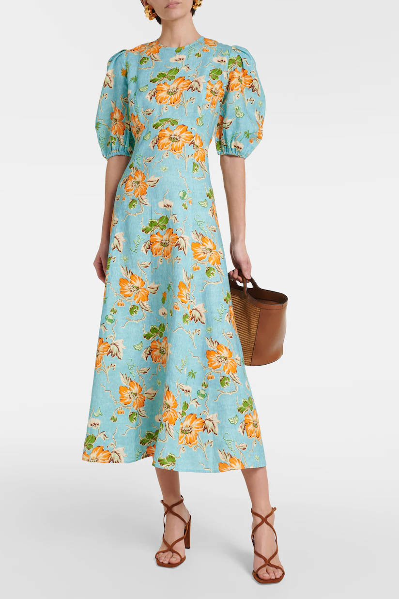 Graffiti Print Puff Sleeve Dress