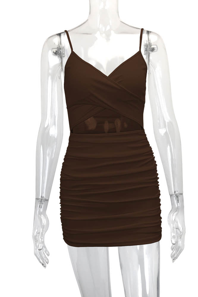 Cross-Strap Cut-Out Bodycon Mini Dress