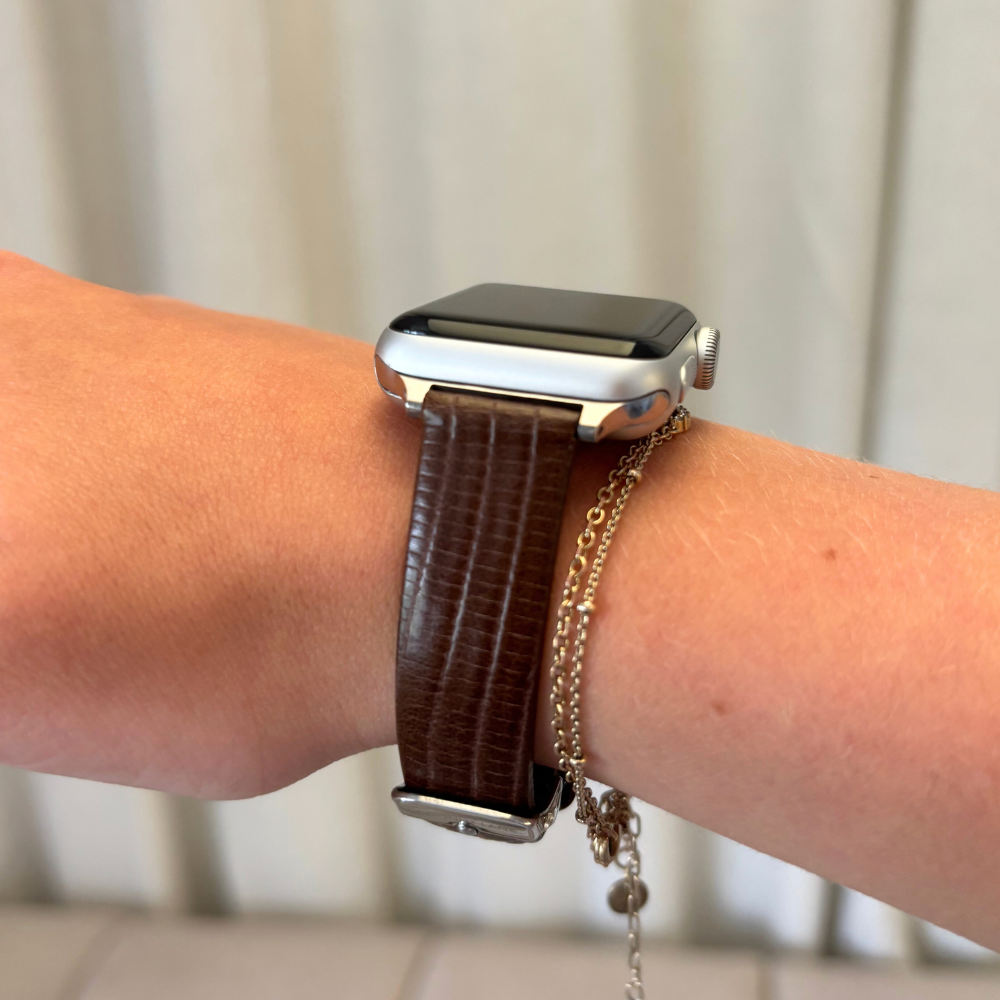Vegan Textured PU Leather Apple Watch Strap - Chocolate
