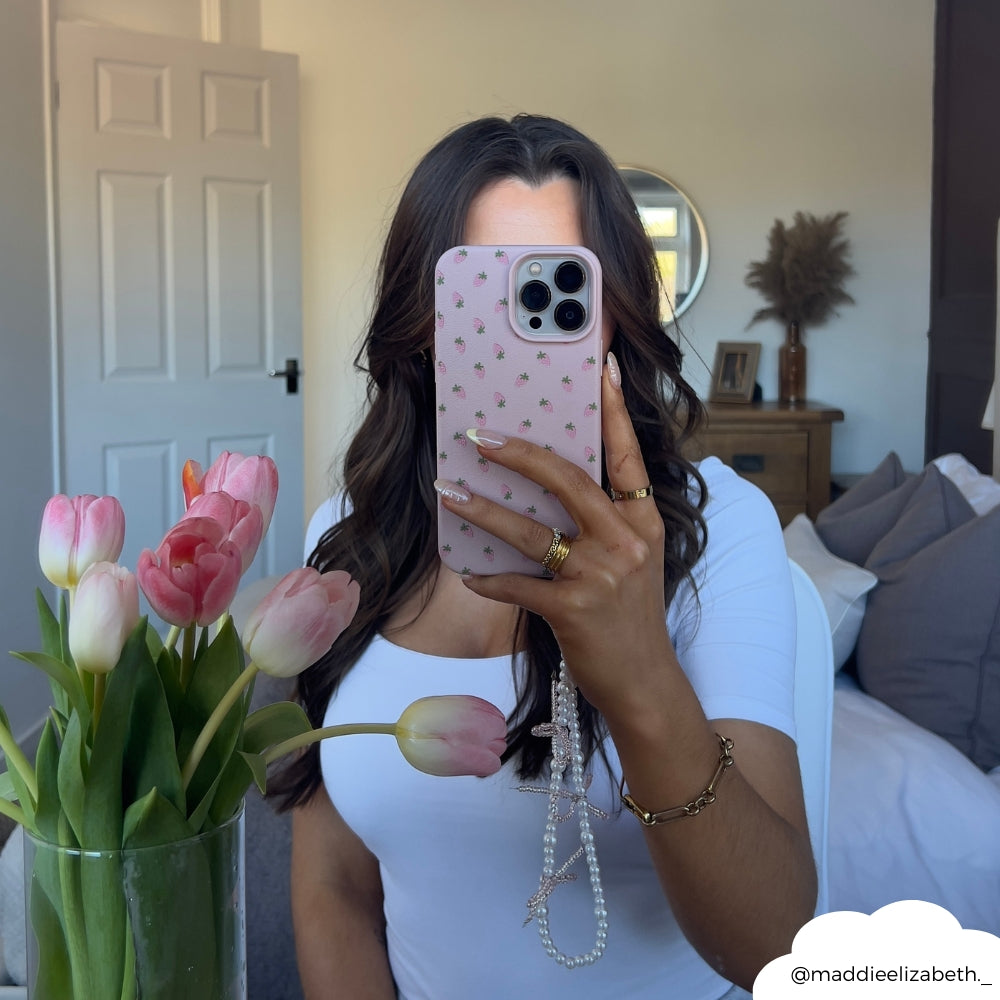 Ditsy Strawberries Phone Case - Powder Pink