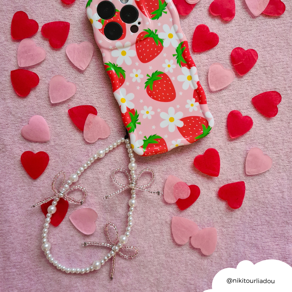 Beaded Phone Strap - Mini Cute Pearl Bows