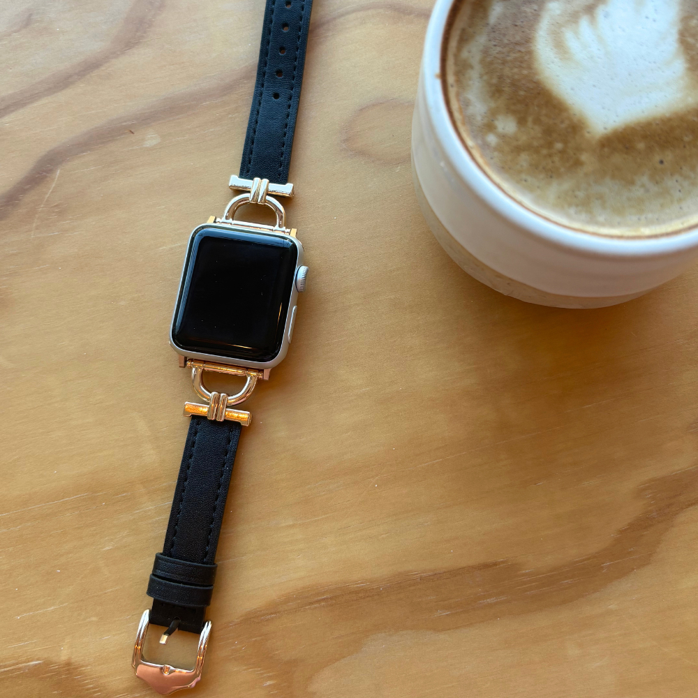 Vegan PU Leather Apple Watch Strap - Kohl Black