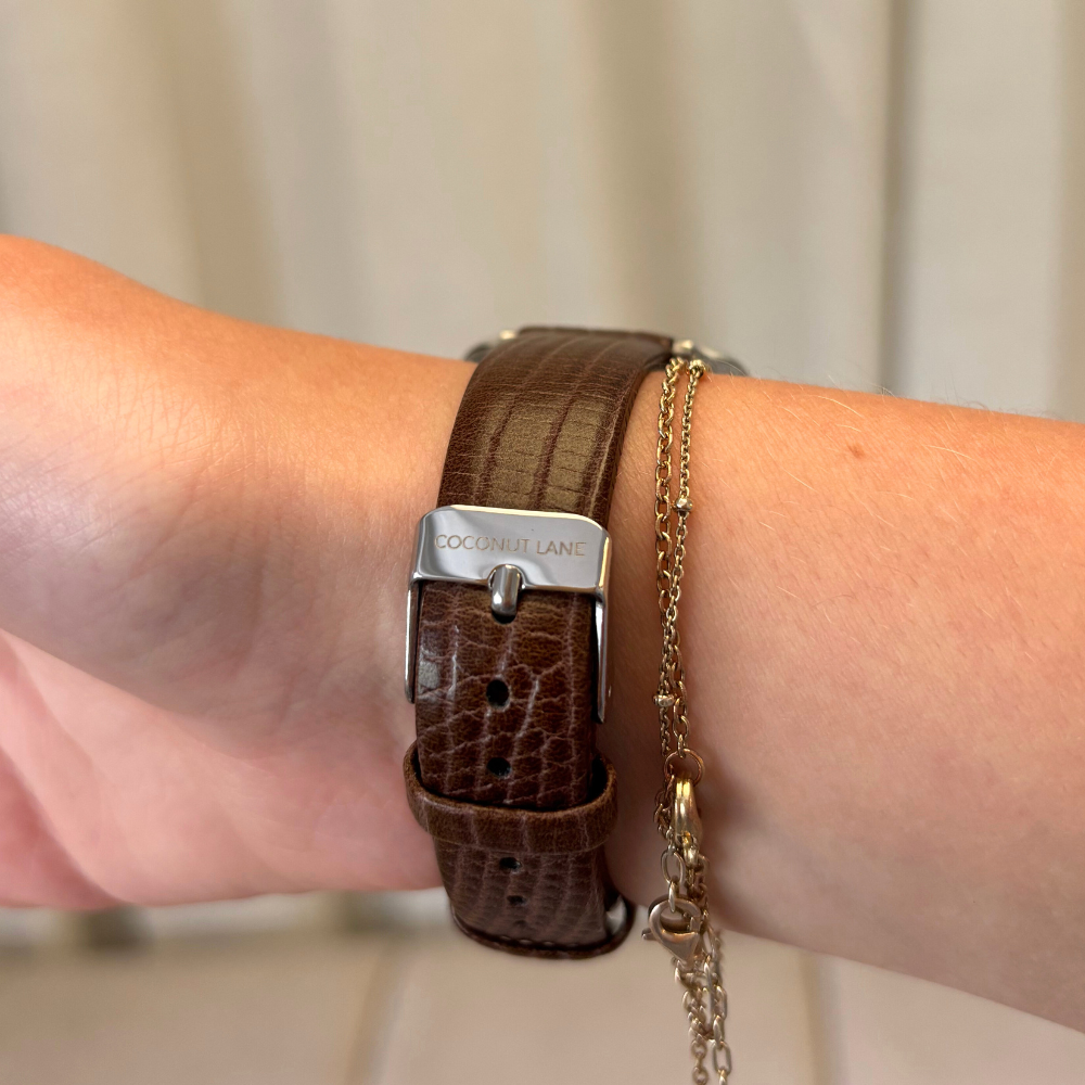 Vegan Textured PU Leather Apple Watch Strap - Chocolate