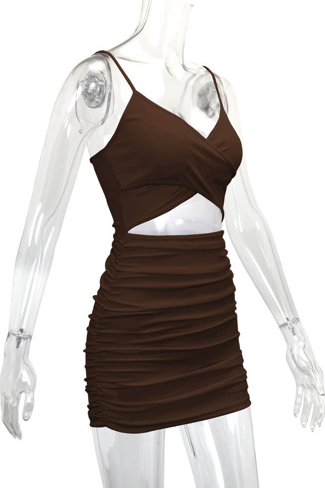 Cross-Strap Cut-Out Bodycon Mini Dress