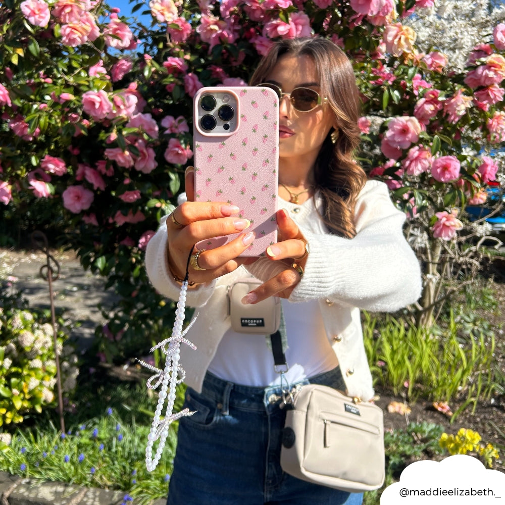 Ditsy Strawberries Phone Case - Powder Pink
