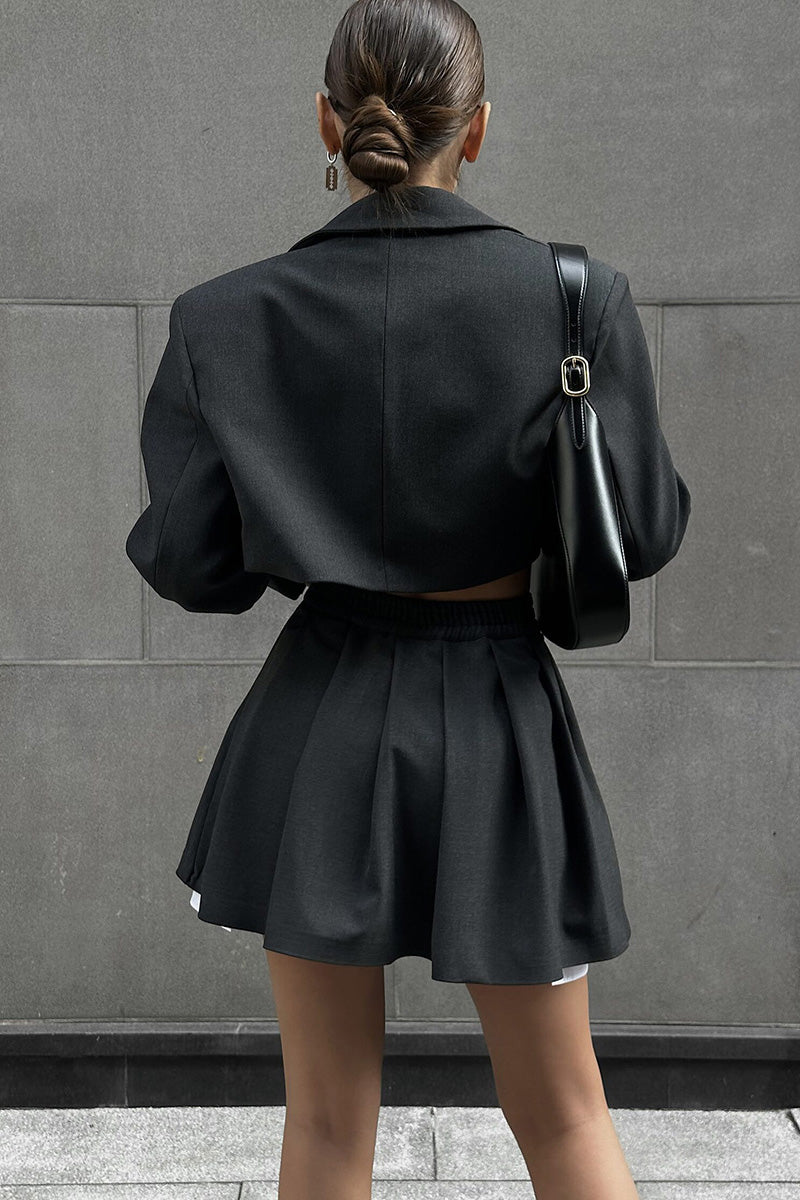 Contrast Silhouette Cropped Skirt Set