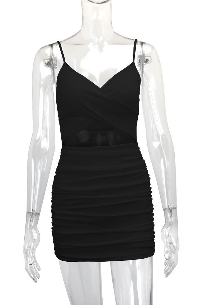 Cross-Strap Cut-Out Bodycon Mini Dress