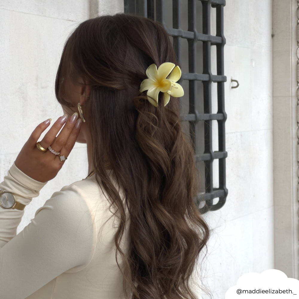 Tropical Flower Claw Clip - Butter Yellow