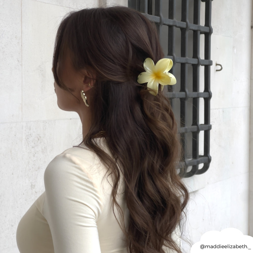 Tropical Flower Claw Clip - Butter Yellow