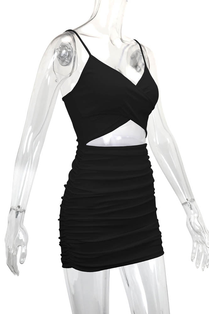 Cross-Strap Cut-Out Bodycon Mini Dress