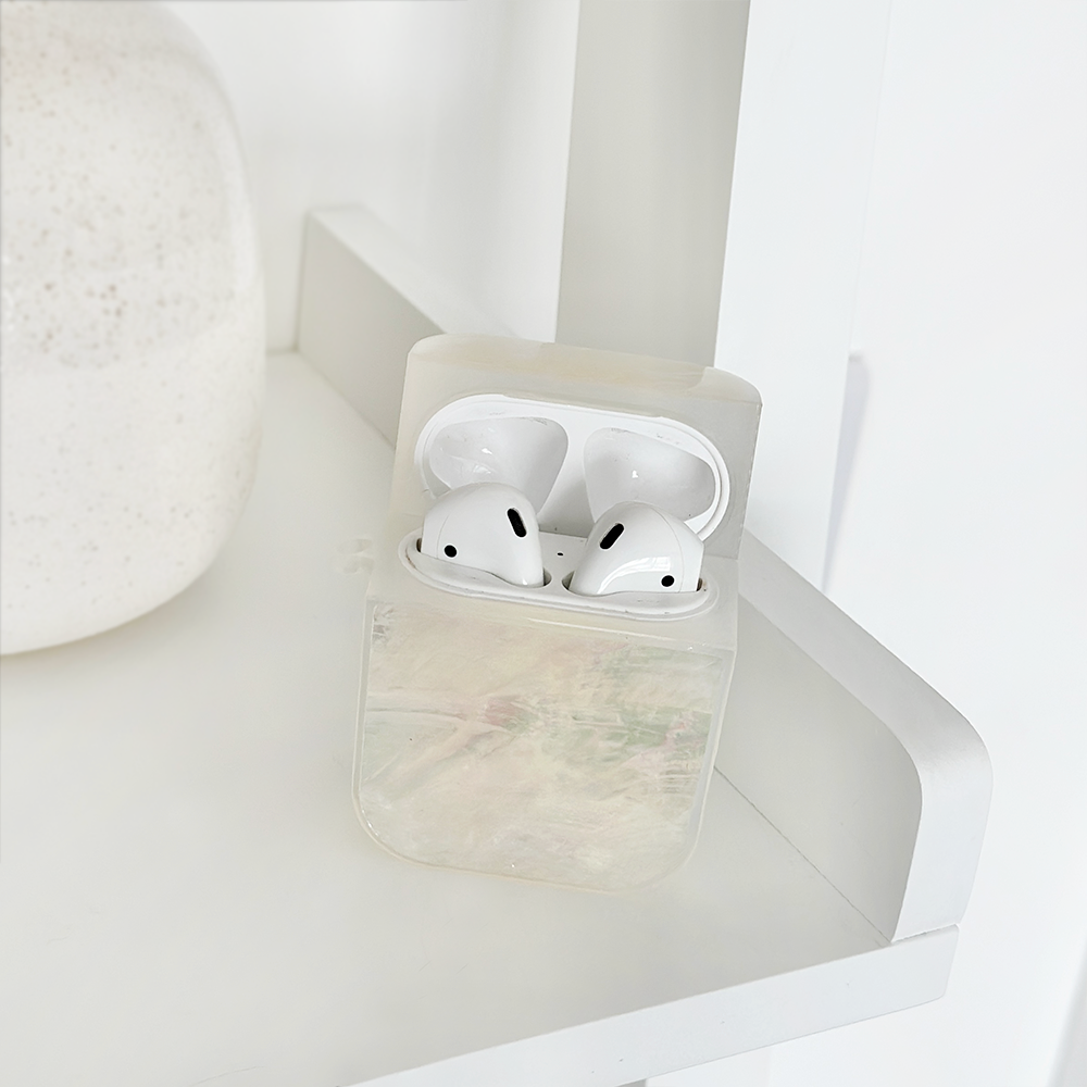 Gerçek Doğal Kabuklu Airpods Kılıfı - Beyaz