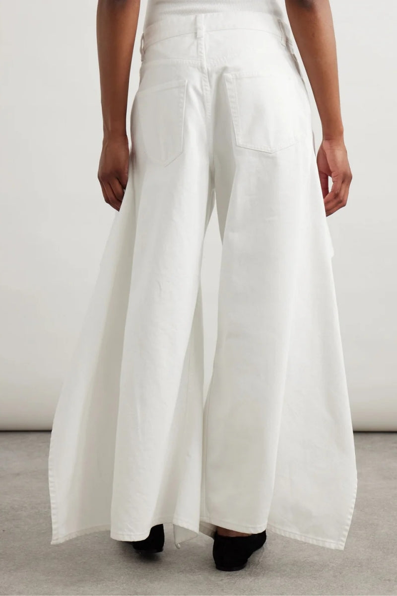 Ruffled Mid-Rise Wide-Leg Jeans