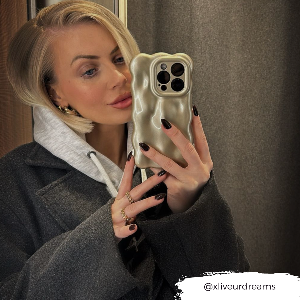 3D İnci Desenli Telefon Kılıfı - Altın