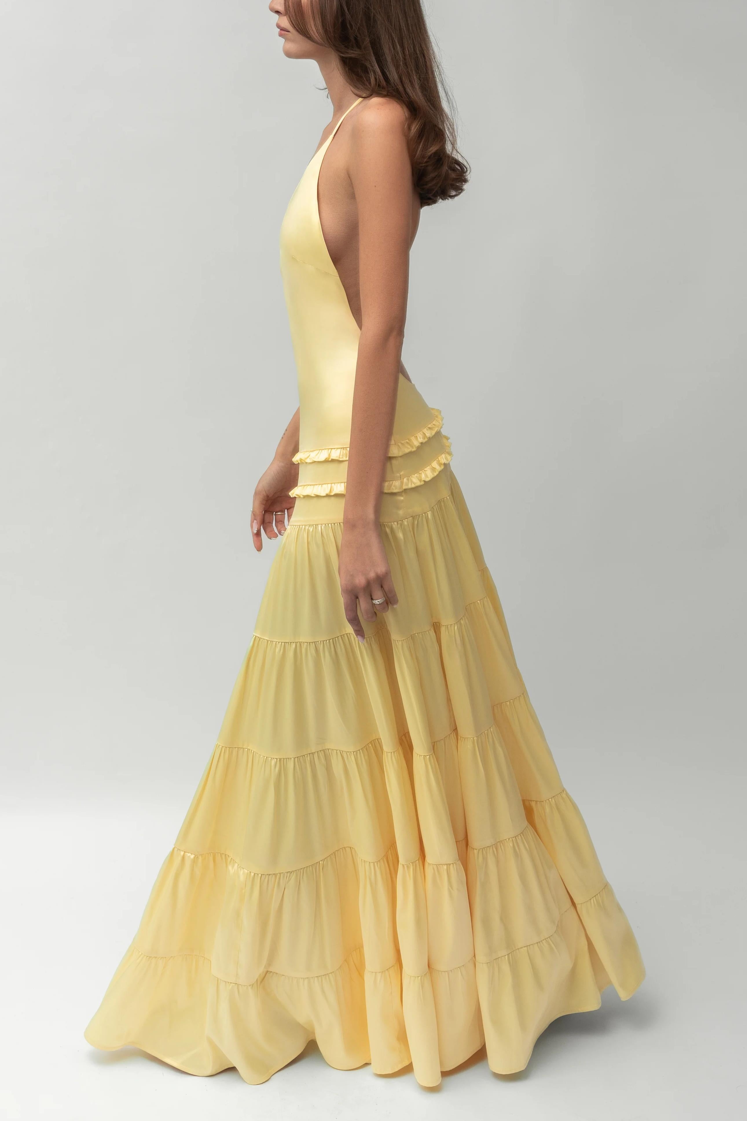 Athena Backless Pleated Maxi Dress