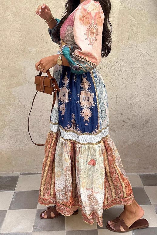 Retro Print Ethnic Style Dress