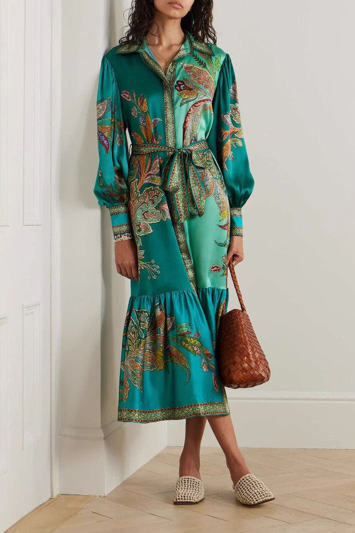 Satin Floral Print Dress