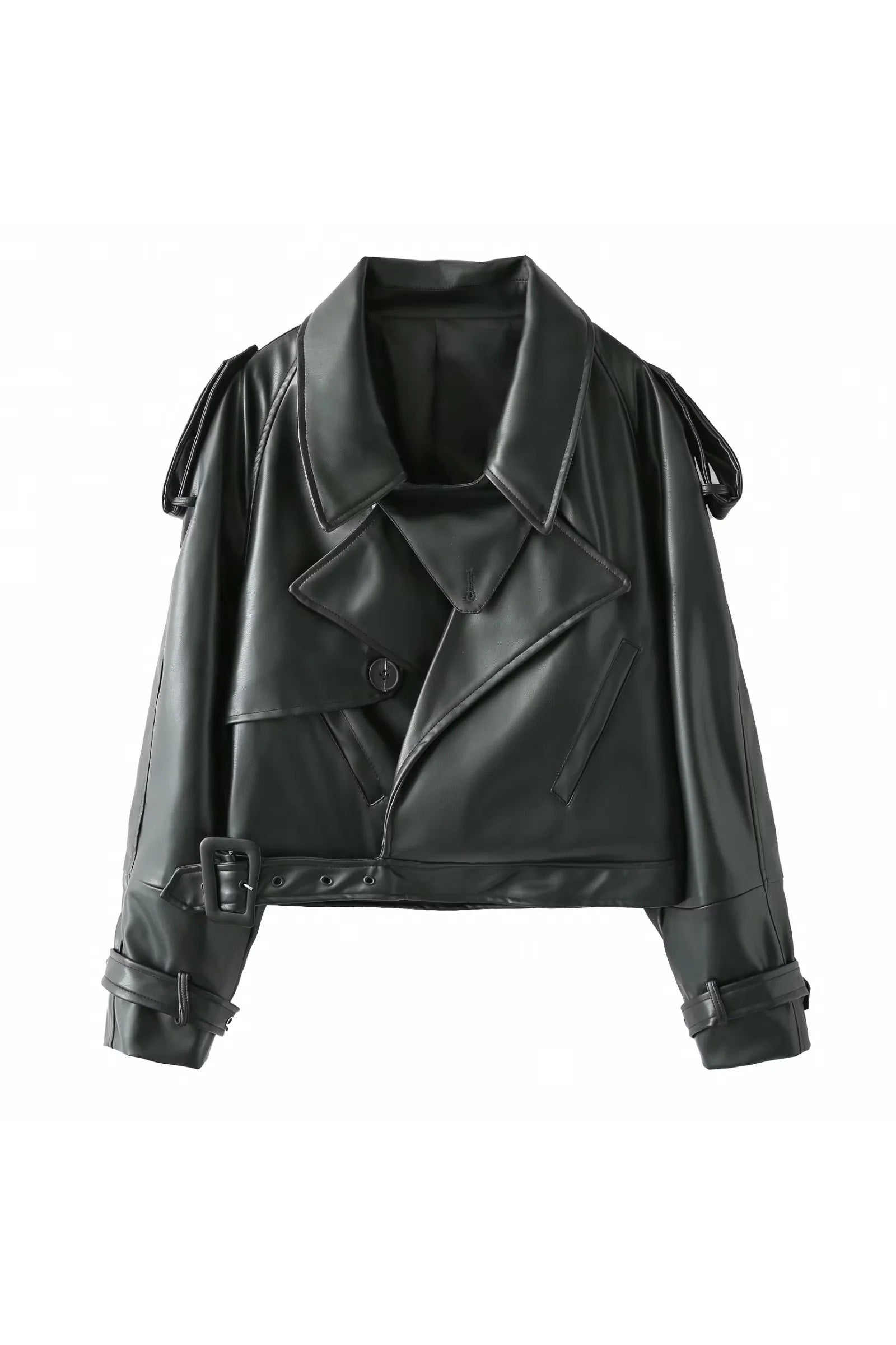 British Moto Cropped Leather Jacket