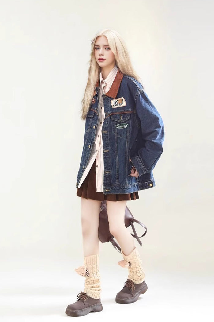 Contrast Denim Work Jacket