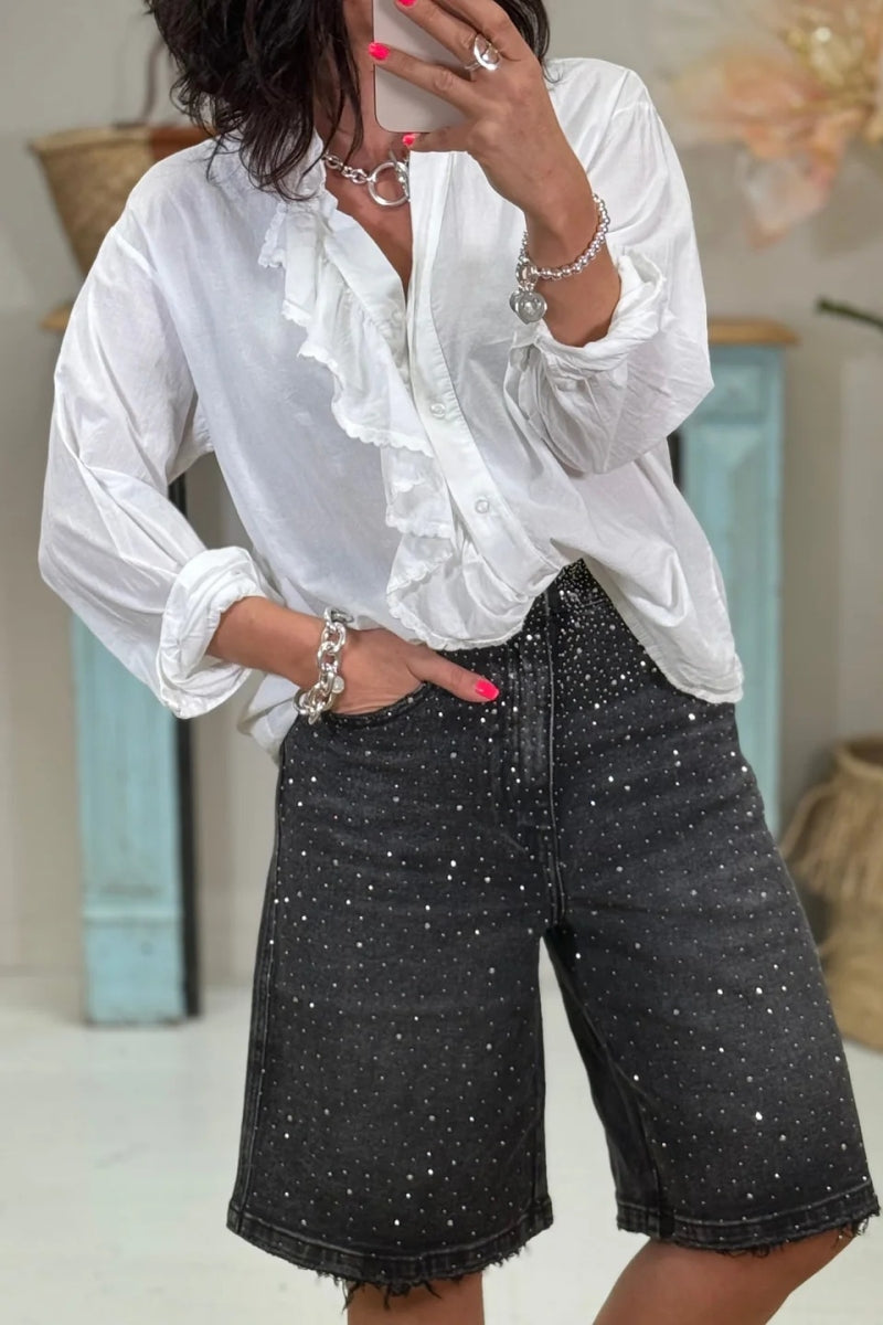 Bermuda Rhinestone Short Jeans
