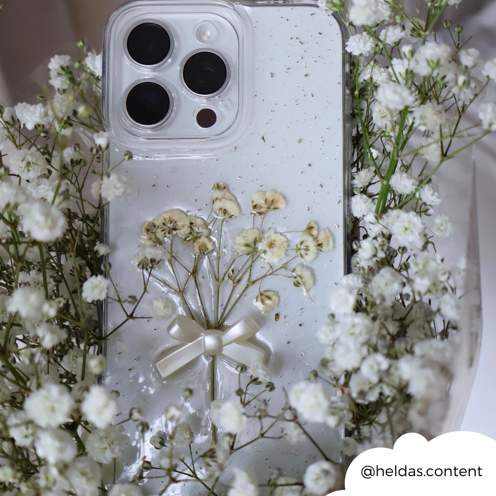 Kurutulmuş Çiçekli Şeffaf Telefon Kılıfı