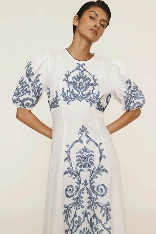 Graffiti Print Puff Sleeve Dress