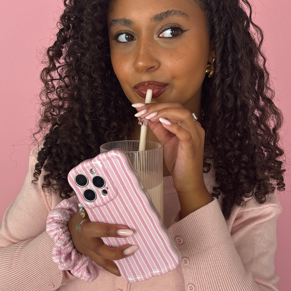 Dalgalı Telefon Kılıfı - Pudra Çizgileri 