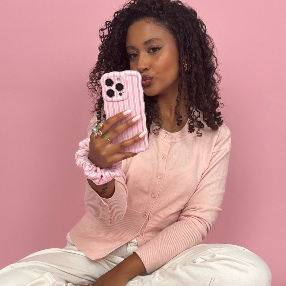 Dalgalı Telefon Kılıfı - Pudra Çizgileri 