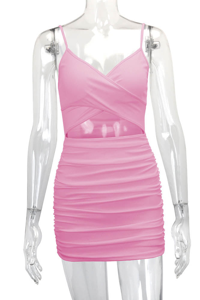 Cross-Strap Cut-Out Bodycon Mini Dress
