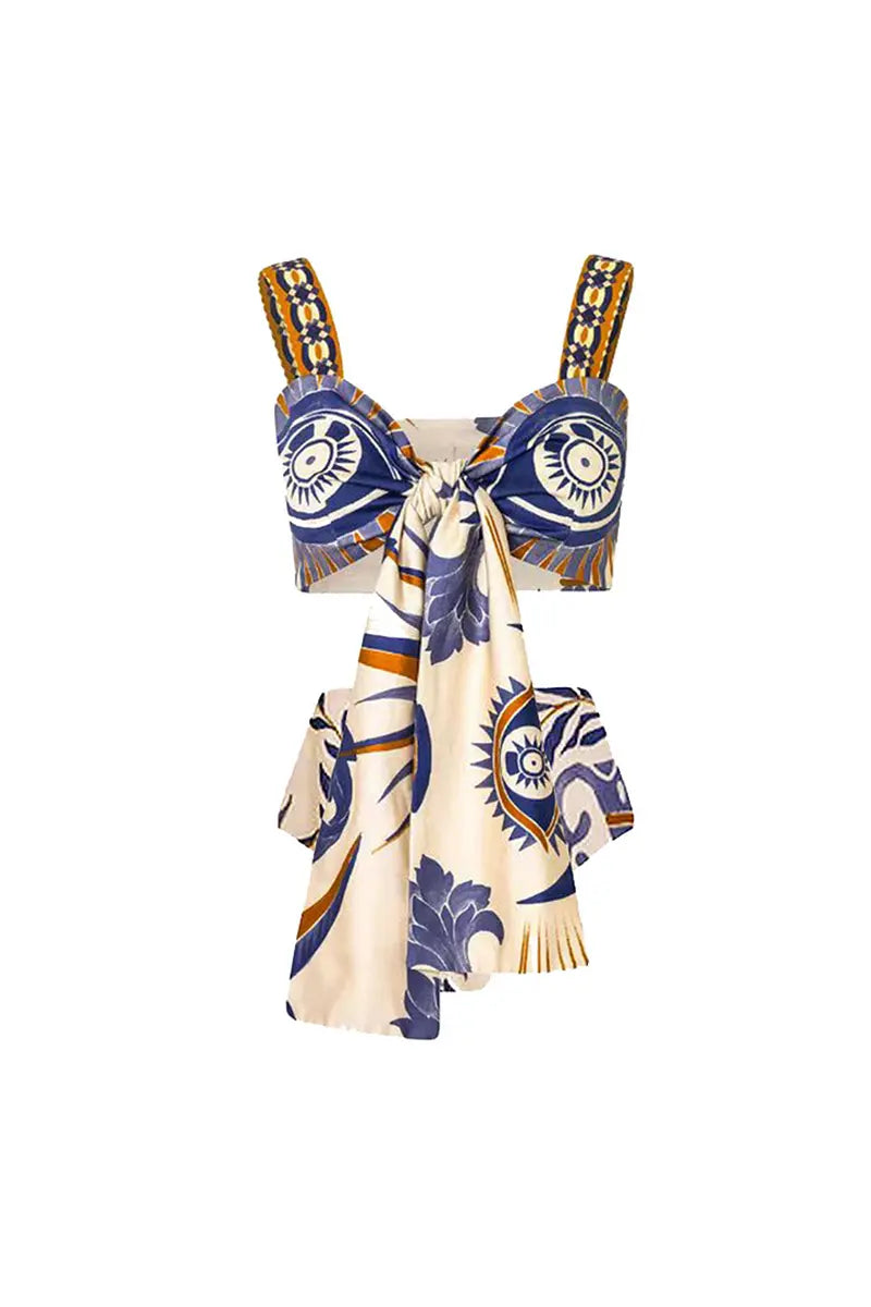 Boho Print Tie-Up Bikini Set