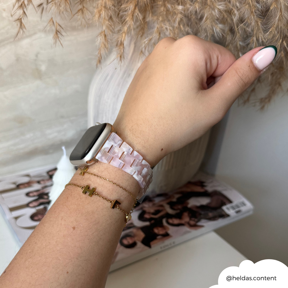 İnce Lüks Gül Rengi Apple Watch Kayışı