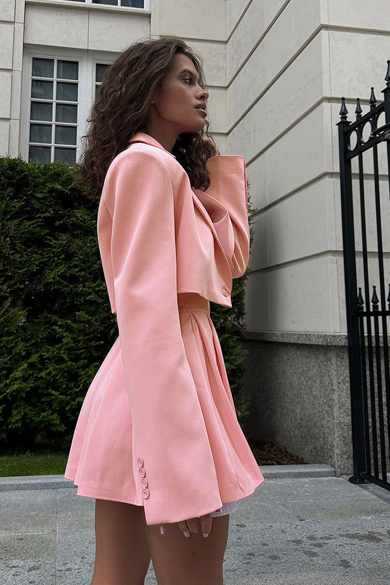 Contrast Silhouette Cropped Skirt Set