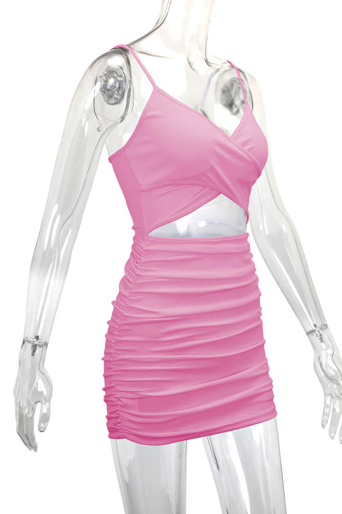 Cross-Strap Cut-Out Bodycon Mini Dress