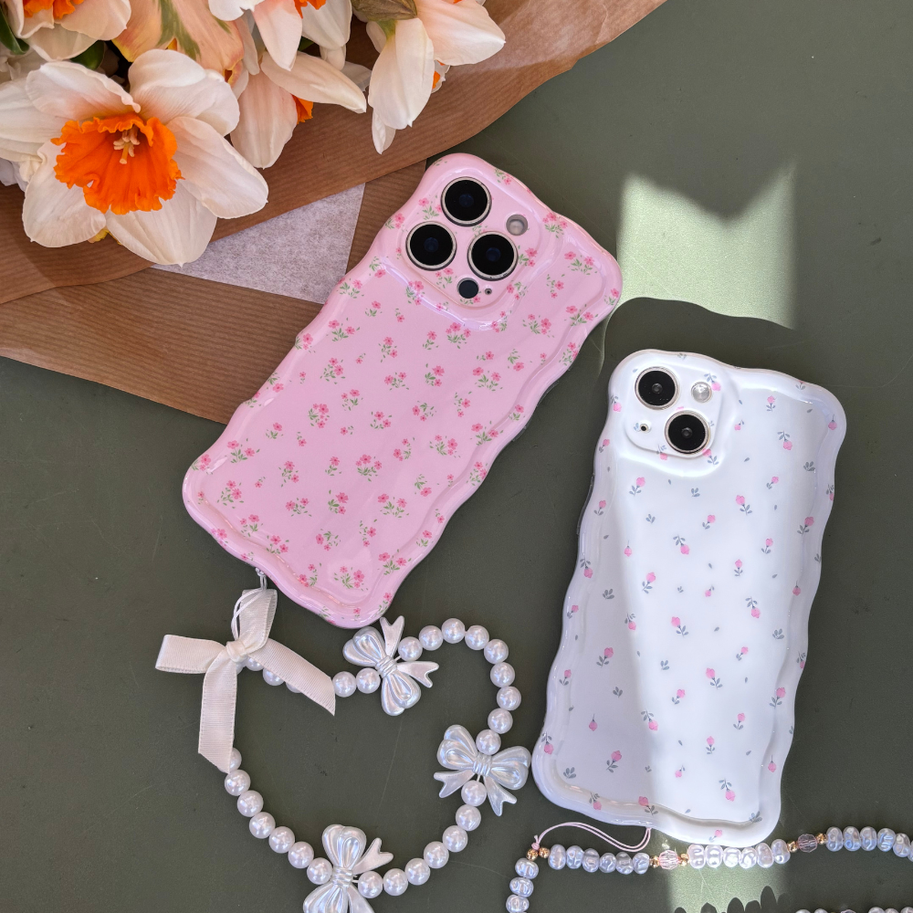 Wavy Phone Case - Ditsy Floral Pink